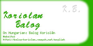 koriolan balog business card